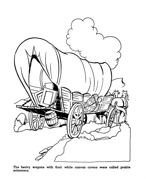 usa printables prairie schooners  history coloring pages