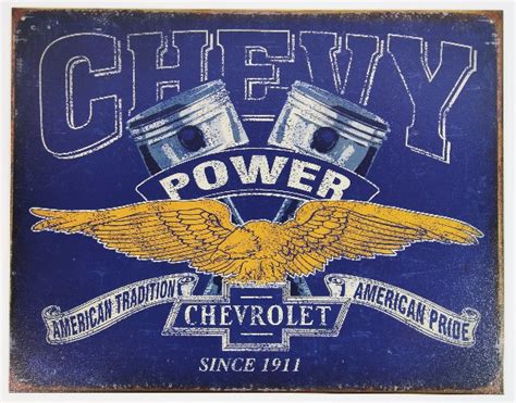Chevy Power American Pride Tin Metal Sign Camaro Chevrolet