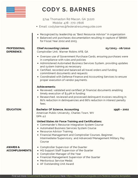 military resume examples template   federal resume guide