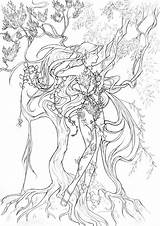 Lineart Druid Coloriage Uncolored sketch template