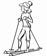 Skiing Woman Coloring sketch template