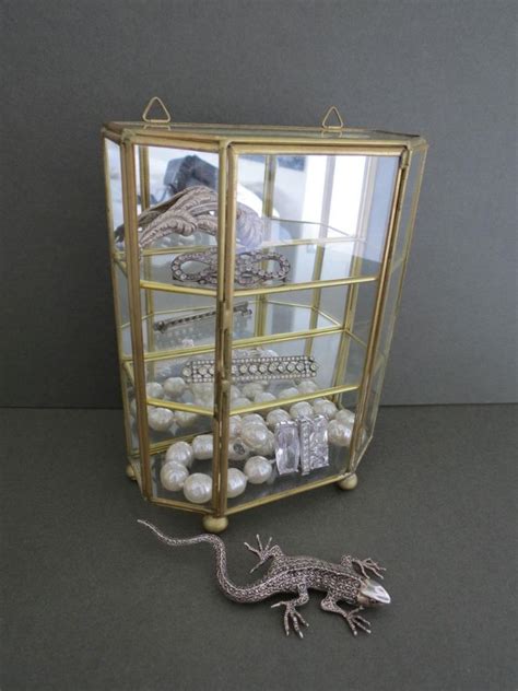 Vintage Table Top Glass Display Cabinet Wall Jewellery Curio Box Ebay