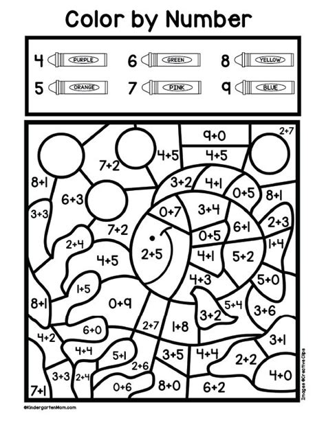 addition color  number worksheets kindergarten mom math addition