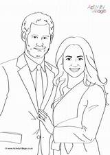 Harry Meghan Colouring Prince Engagement Pages Family Royal Wedding Coloring Megan Activityvillage Markle Sheets Drawing Activities Princess Kids Purple British sketch template