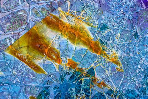 Broken Glass Abstract Art Blue And Orange Photograph By