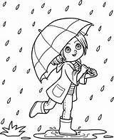 Coloring Rain Pages Print Autumn Rainy Kids Umbrella Days Topcoloringpages sketch template