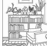 Bookshelf Botanical sketch template