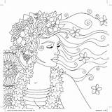 Coloring Pages Adult Hawaiian Girl Mindful Pattern Girls Hobbycraft Relax Colour Book sketch template