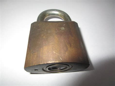 large antique brass steel corbin padlock etsy