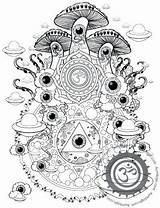 Coloring Pages Mushroom Trippy Psychedelic Adults Printable Drug Magic Adult Drawing Shroom Mushrooms Color Drawings Aesthetic Print Book Fairy Mandala sketch template