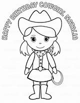 Cowgirl Coloring Pages Printable Girl Western Personalized Colouring Drawing Party Birthday Pigtails Hat Childrens Getcolorings Favor Getdrawings Favorites Add sketch template