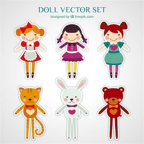 doll stickers pack  vector