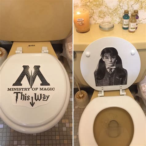 ministry  magic   moaning myrtle toilet lid decor harry