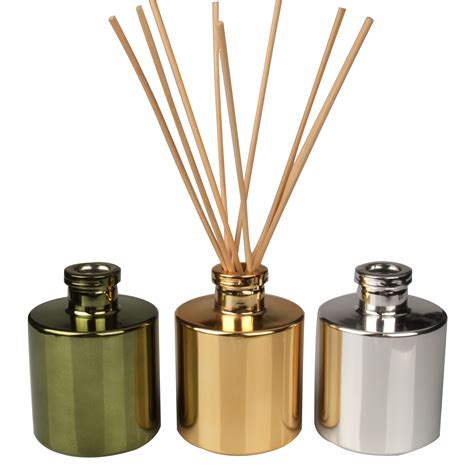oz diffuser reed stick  reed diffusers glass bottles electroplated shiny gold refills