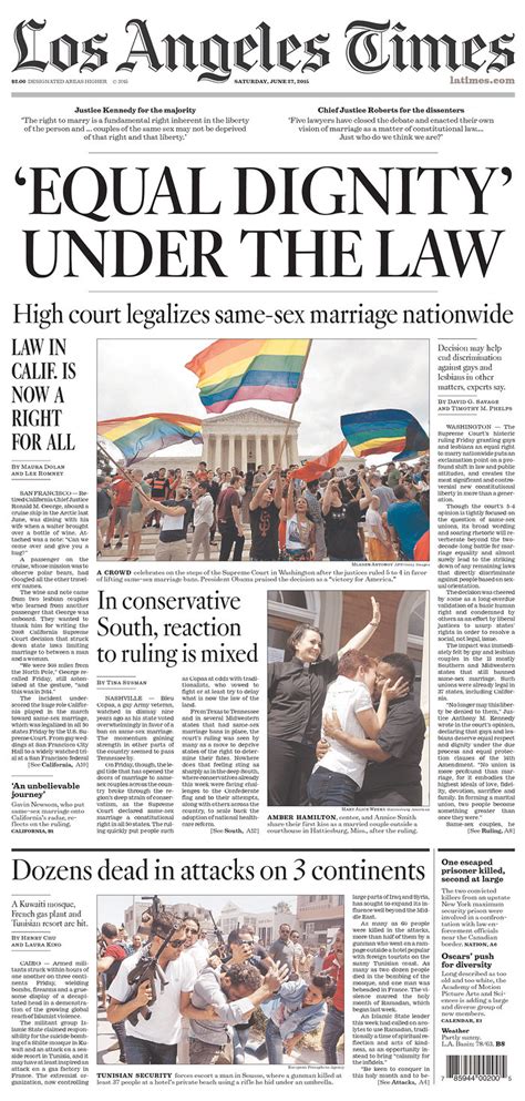 powerful front pages of newspapers headline same sex marriage ruling caffeinated politics