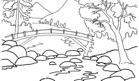 nature scenery coloring pages natural scenery drawing  getdrawings