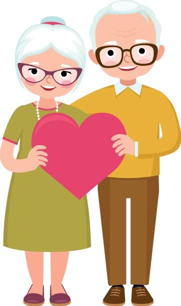Best Portrait Lovely Old Couple Cartoon Illustrations Royalty Free