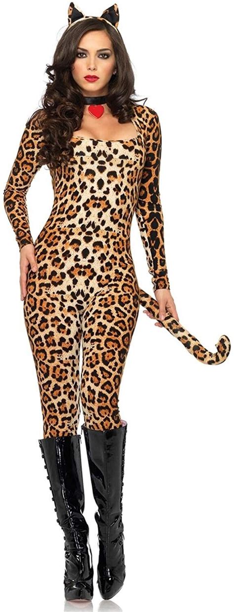 leg avenue 241793 womens sexy cheetah warm catsuit costume leopard size