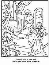 Heals Jairus Bible Sunday Sheets Restores Jarius Raises Tochter Testament Nouveau Wakes Sermon sketch template