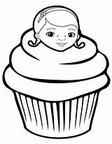 Coloring Pages Cupcake Library Clipart Colouring Doc Mcstuffins sketch template