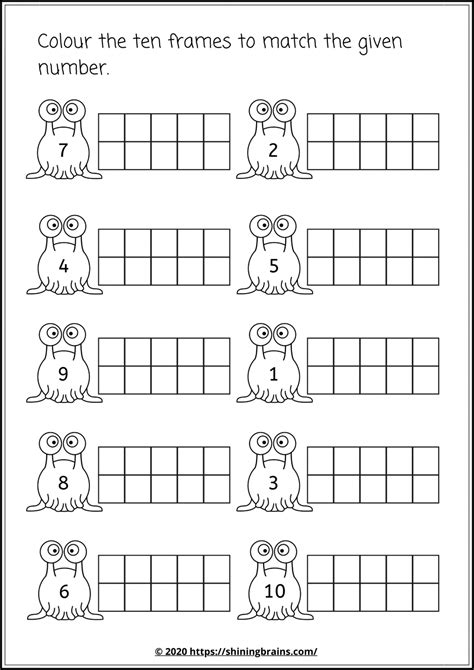 ten frames  worksheets  ten frames printables  beginners