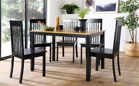 milton painted black  oak dining table   oxford black chairs