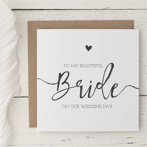 beautiful bride   wedding day card  peach wolfe paper