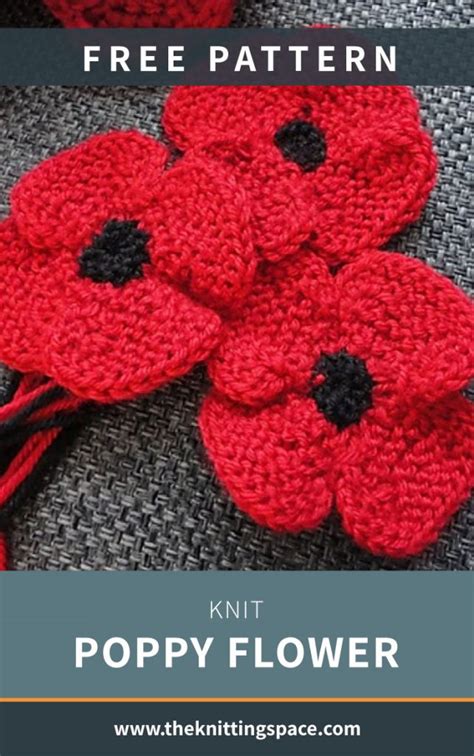 knit poppy flower  knitting pattern