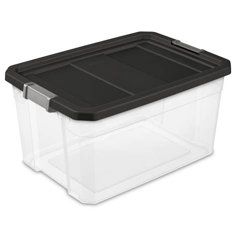sterilite  gallon stacker plastic storage box black  count walmartcom