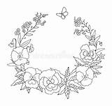 Fashioned Pansies Contour sketch template