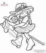 Cowgirl Colouring Cowboy Horse sketch template
