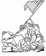 Iwo Jima Flag Drawing Coloring Pages Raising Army Getdrawings sketch template
