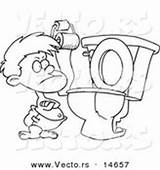 Toilet Coloring Cartoon Outline Toddler Arms Bathroom Stubborn Standing His Vector Folded Restroom Royalty Stock Clipart Designs sketch template