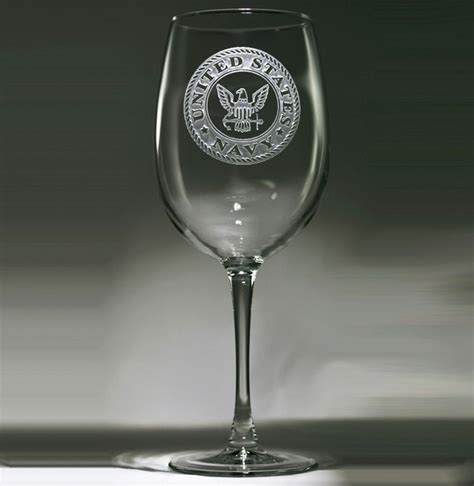 Navy Wine Glass Personalized Glasses Engraved Barware At Crystal