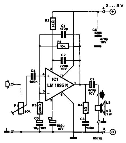 mini amplifier  ic lmn circuits projects