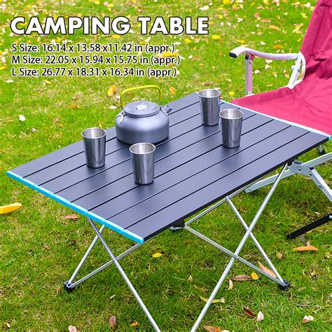 portable aluminum folding camping table lightweight picnic table  storage bag stable