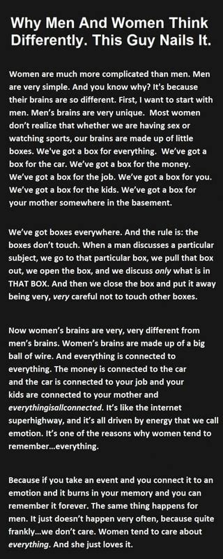 Why Men And Women Think Differently This Guy Nails It