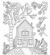 Coloring Cottage Pages Printable Adult Colouring Hill Cool Adults Whimsical Print Kids Book Sheets Color Books Winter Printables Mandala Doodle sketch template