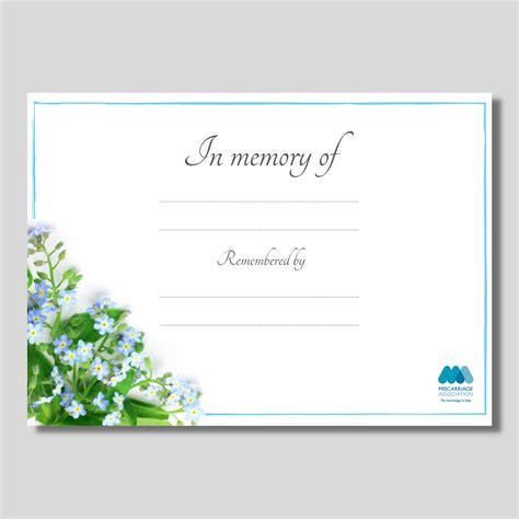 memorial certificate forget  nots  miscarriage association