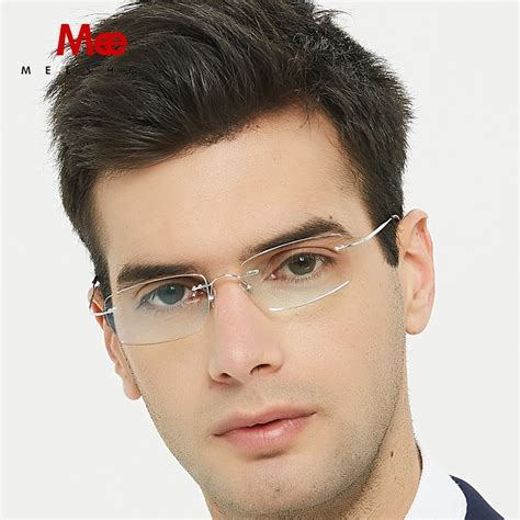 Meeshow Titanium Eye Glasses Frame For Men Ultralight Rimless