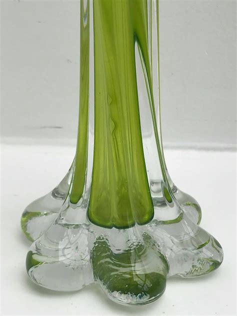 Glass Twist Bud Vase Green Modern Mid Century Tall Stretch Etsy