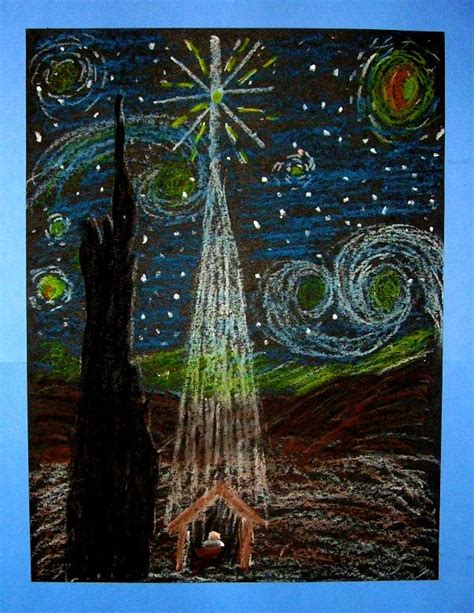 Handmade Nativity Scene Of The Starry Night Van Gogh Christmas