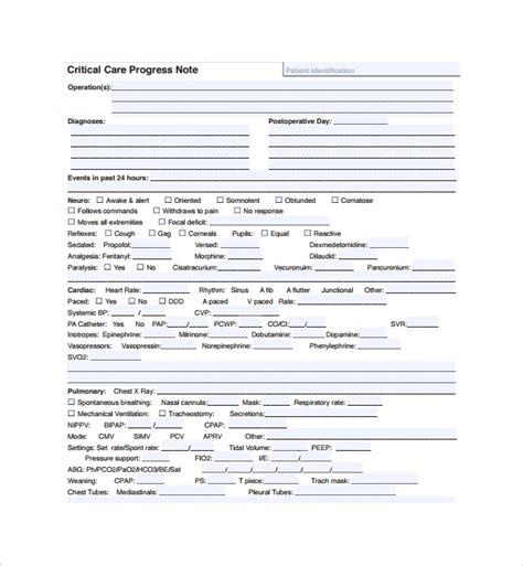 progress notes templates sample templates