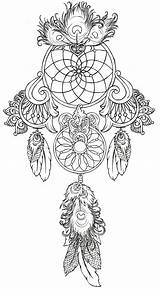 Dream Catcher Coloring Tattoo Pages Catchers Animal Adult Drawings sketch template