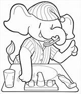 Elephant Teeth Coloring Brushing Pages Activity Tooth Printable sketch template