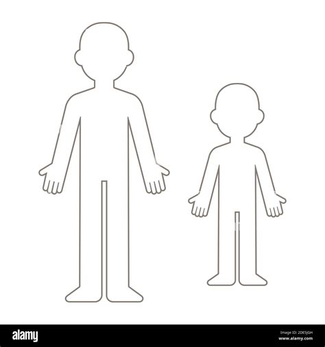 simple cartoon blank body template adult  child figure outline