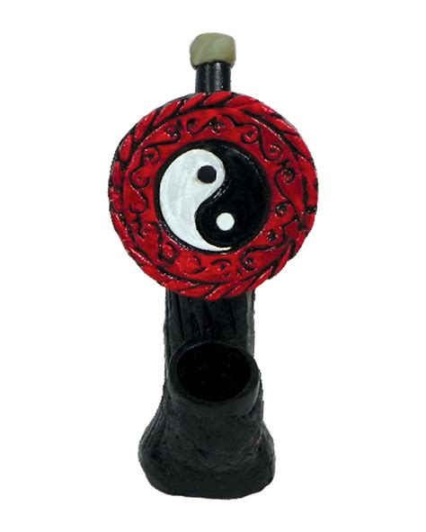 Yin Yang Red Circle Handmade Tobacco Smoking Hand Pipe