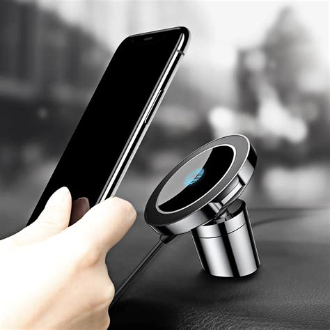 baseus big ear qi wireless charger magnetic car mount holder clamp paste stand  iphone xs max
