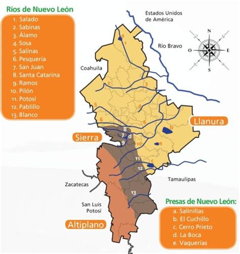 Mapa De Ríos De Nuevo León Mapas De México Para Descargar