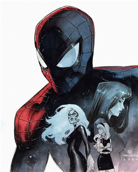 spider man black cat mary jane watson and gwen stacy by dike ruan